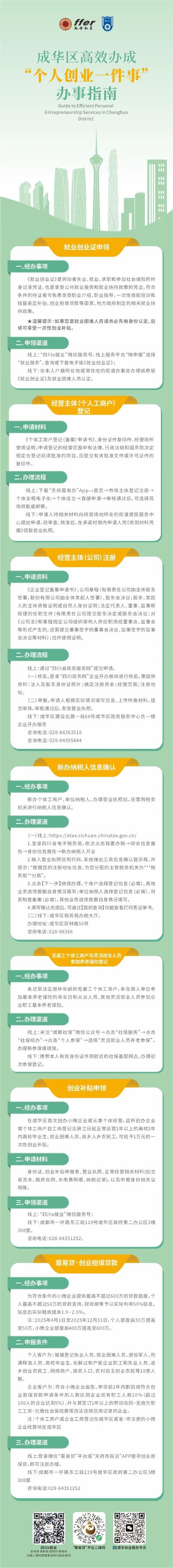 成都市成华区高效办成“个人创业一件事”办事指南